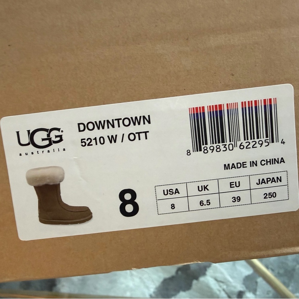 Ugg Downtown 5210 Chestnut Camel Light Brown Suede Sheepskin Tall Boots 8M - Picture 10 of 10